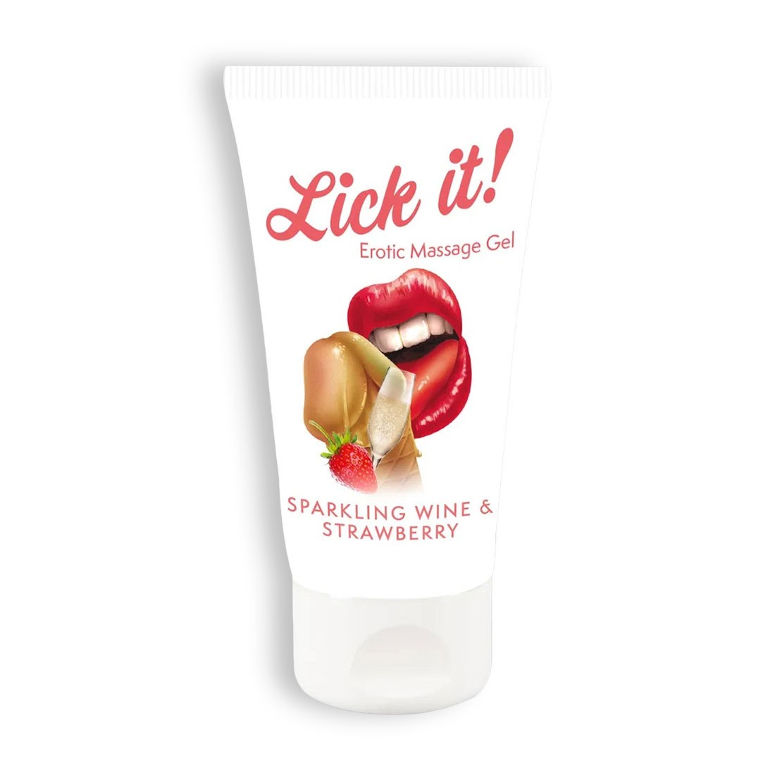 Gel de masaj Lick It!, căpșuni și vin spumant – 50 ml