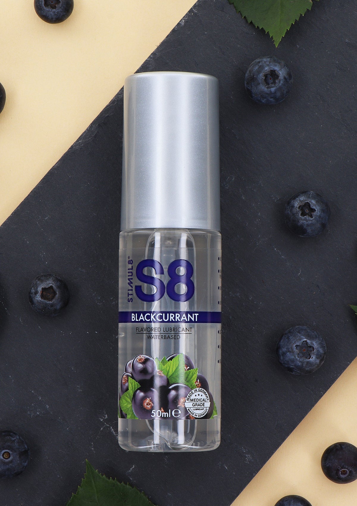 Lubrifiant Aromat S8 pe Baza de Apa - Coacaze negre / 50 ml [evk:67585082622342]